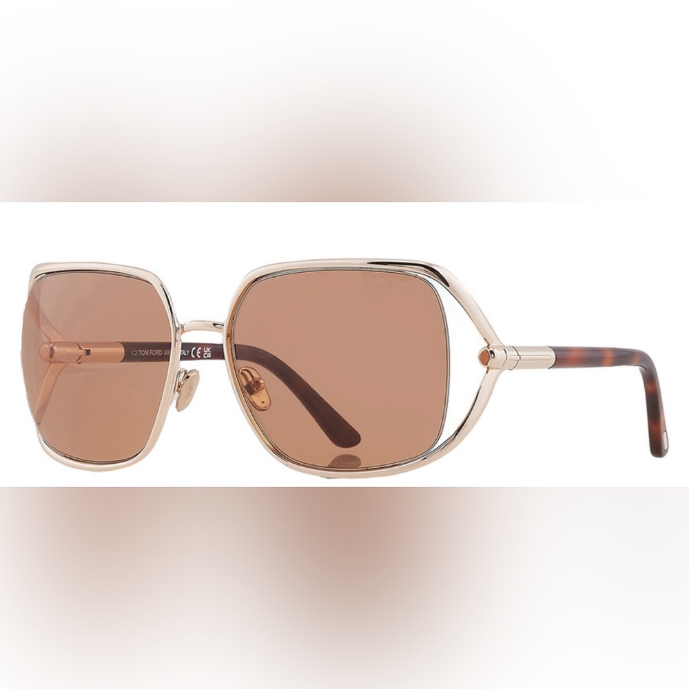 TOM FORD Goldie FT1092 Rose Gold/Havana Brown Butterfly Ladies Sunglasses - Picture 4 of 13